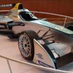 Formula E: São Paulo's Shocking Electric Thrill Ride Silver formula e race car on display